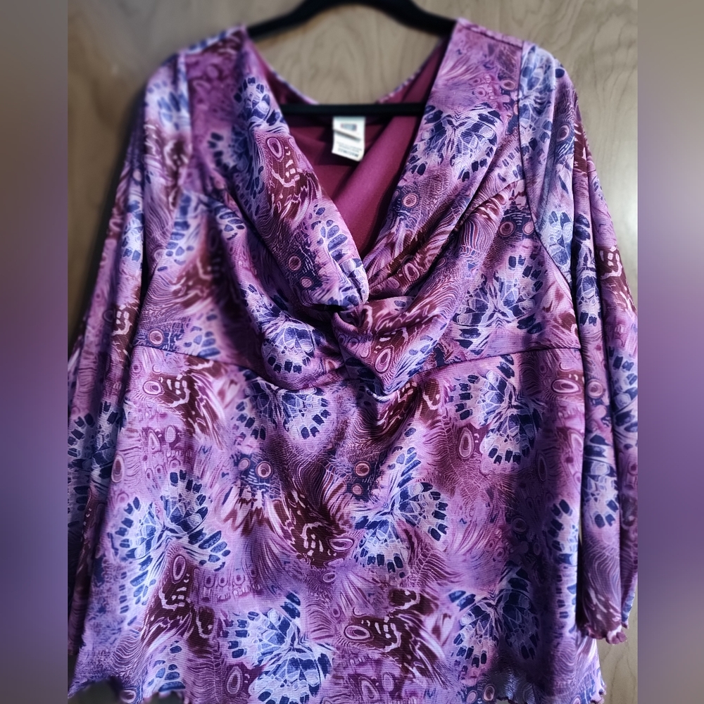 FADED GLORY Ladies Pullover Blouse Size 22/24W. 3/4 Sleeves.